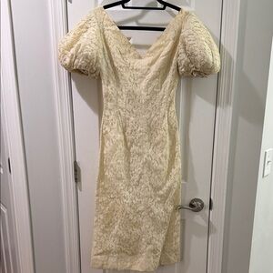 Vintage Elegant Cream Lace Dress